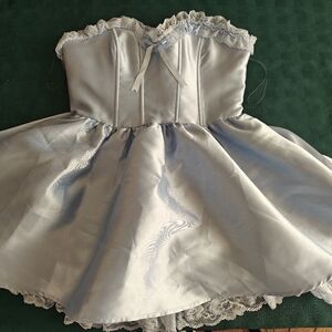 Dolls Kill Sugar Thrillz Forever Fancy Corset Dress mini icy soft baby blue
